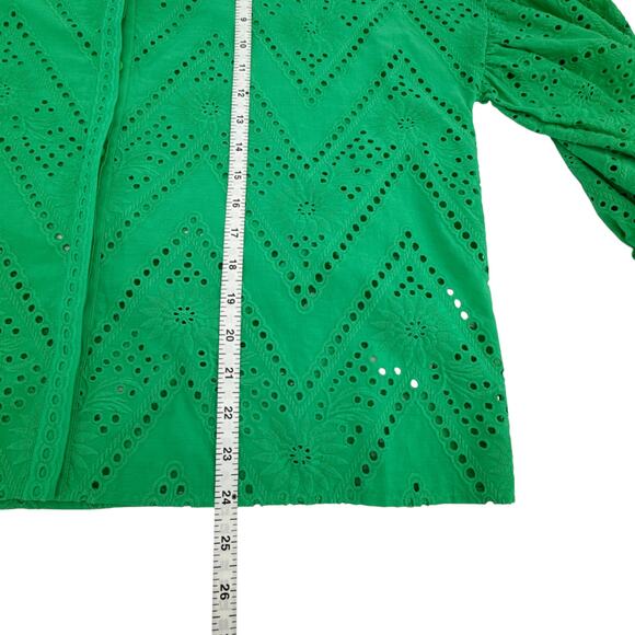 MAJE Ciggy Cotton Eyelet Shirt in Green 3|L - Picture 10 of 11